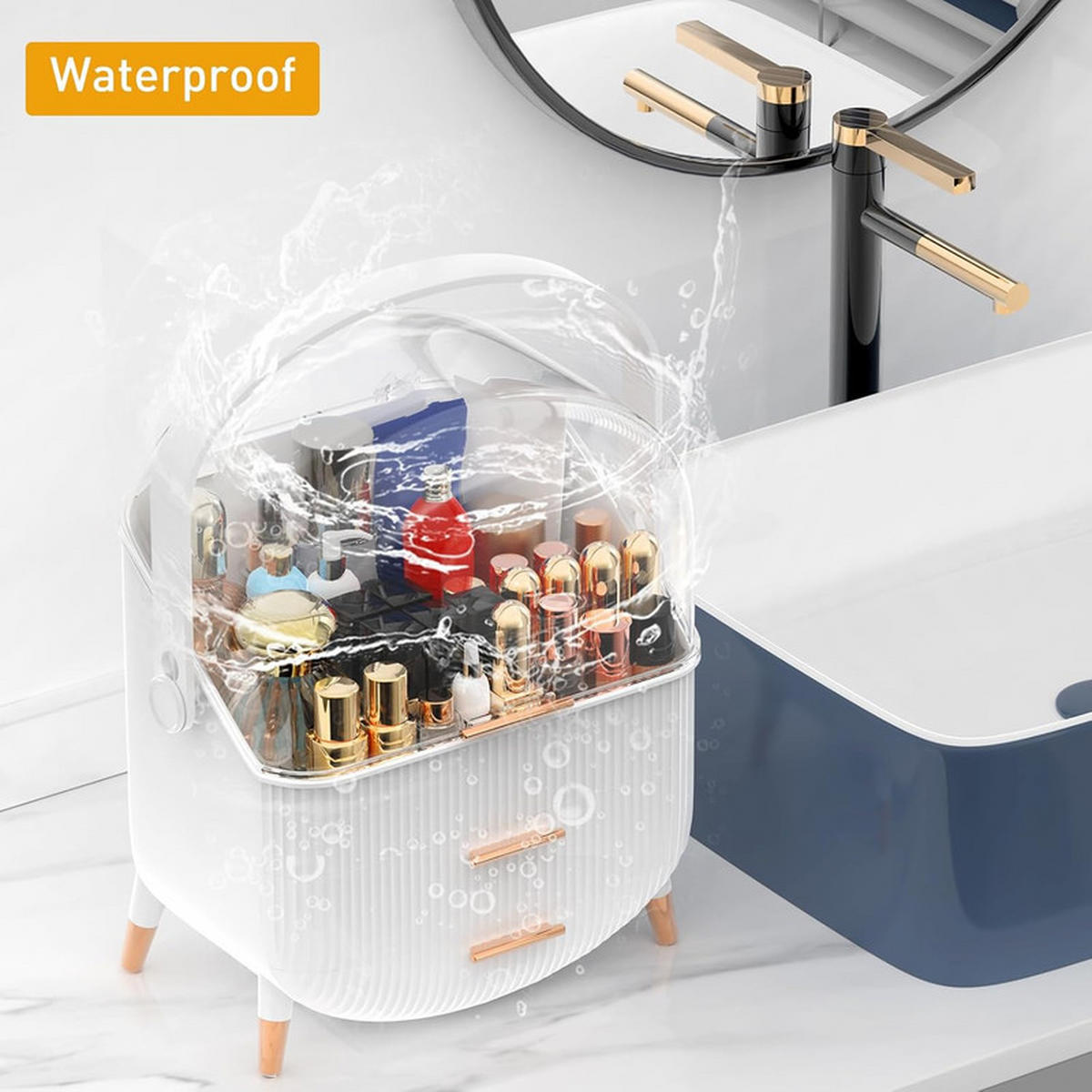 KOSMETIKORGANIZER Carina Ⅲ 26/16/38 cm - Weiß, Kunststoff (16/38/26cm) - Nettlife