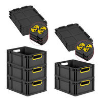 EUROBOX 5x NextGen Color mit Auflagedeckel 17x30x40 cm 16 Liter Schwarz Griffe gelb offen - Gelb/Schwarz, Kunststoff (30/17/40cm) - PROREGAL