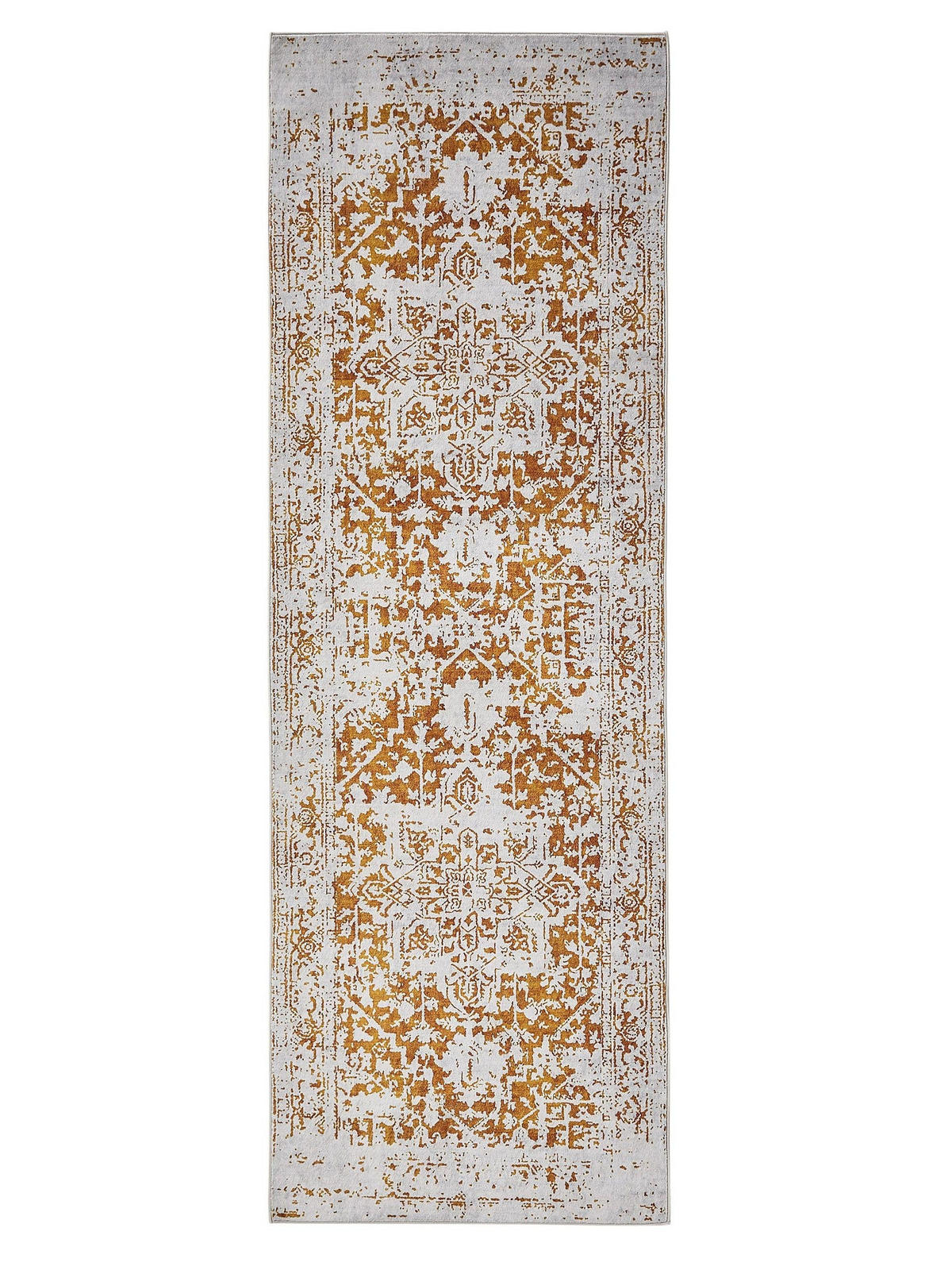 VINTAGE-LÄUFER Miray waschbar 80/240 cm - Orange/Grau, Kunststoff (80/240cm) - benuta Nest