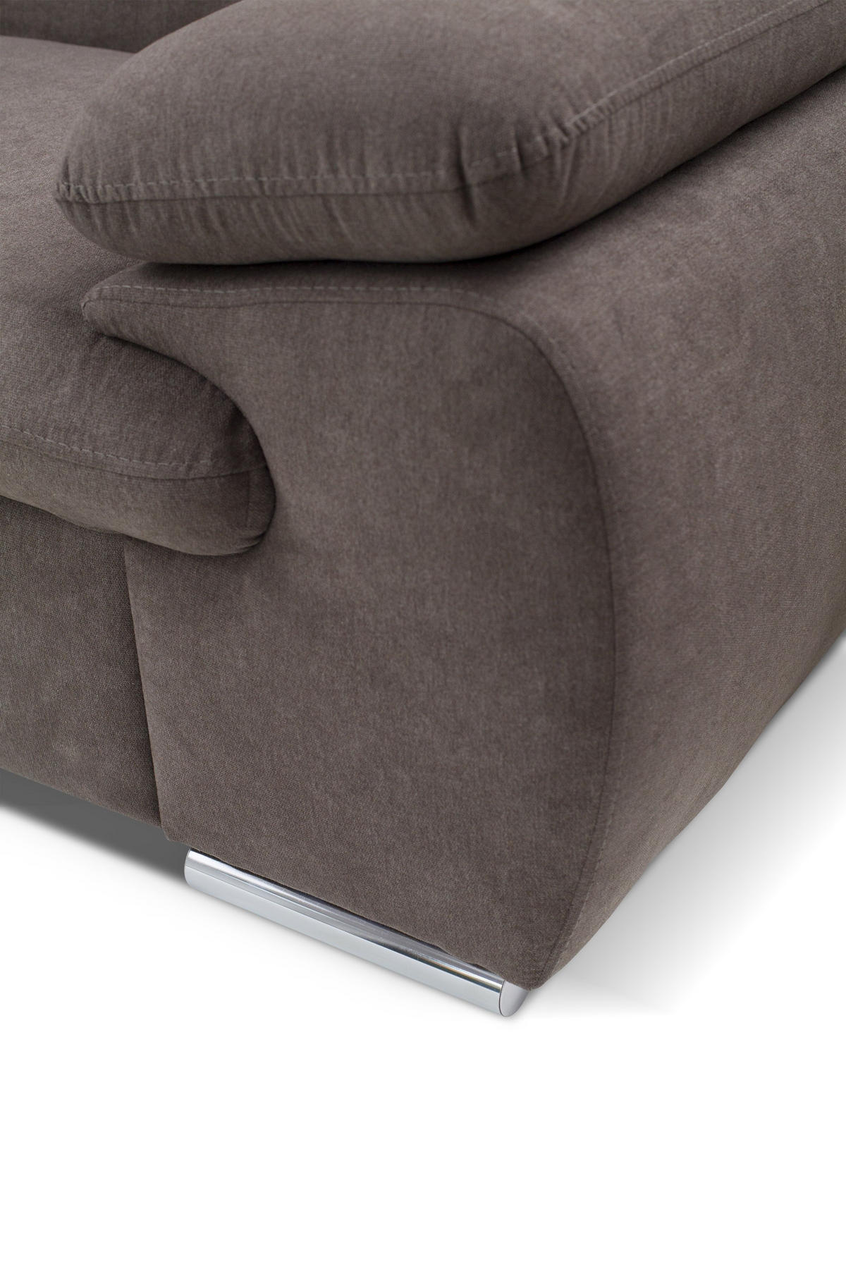 ECKSOFA SACRO Braun Plüsch-Stoff mit Schlaffunktion - Braun, Holz (271/221cm) - MASSENO