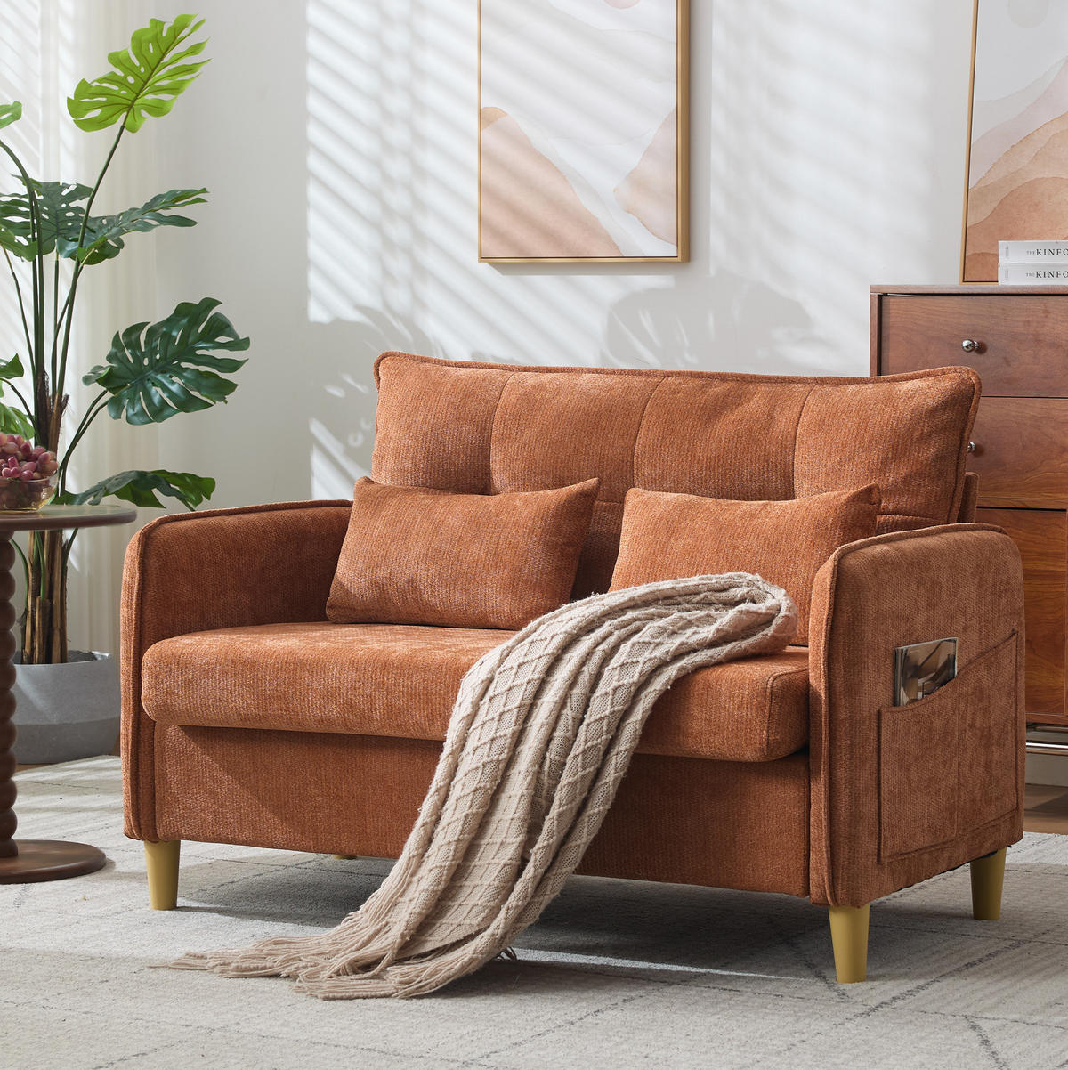 SOFA 2-Sitzer mit Armlehnen 127 cm Brown - Braun, Holzwerkstoff (127/83/75.5cm) - Meubliv