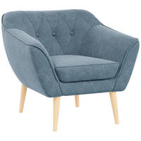 SESSEL Pirs 1 Sitzer Strukture Blau - Blau/Braun, Holz/Textil (80/75/74cm) - MKS