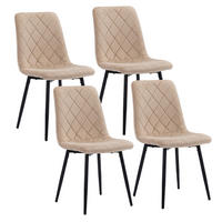 STOL Beige 4-pack sammet metallben - Beige, Trä/Textil (43/86/53.5cm) - Relaxdays