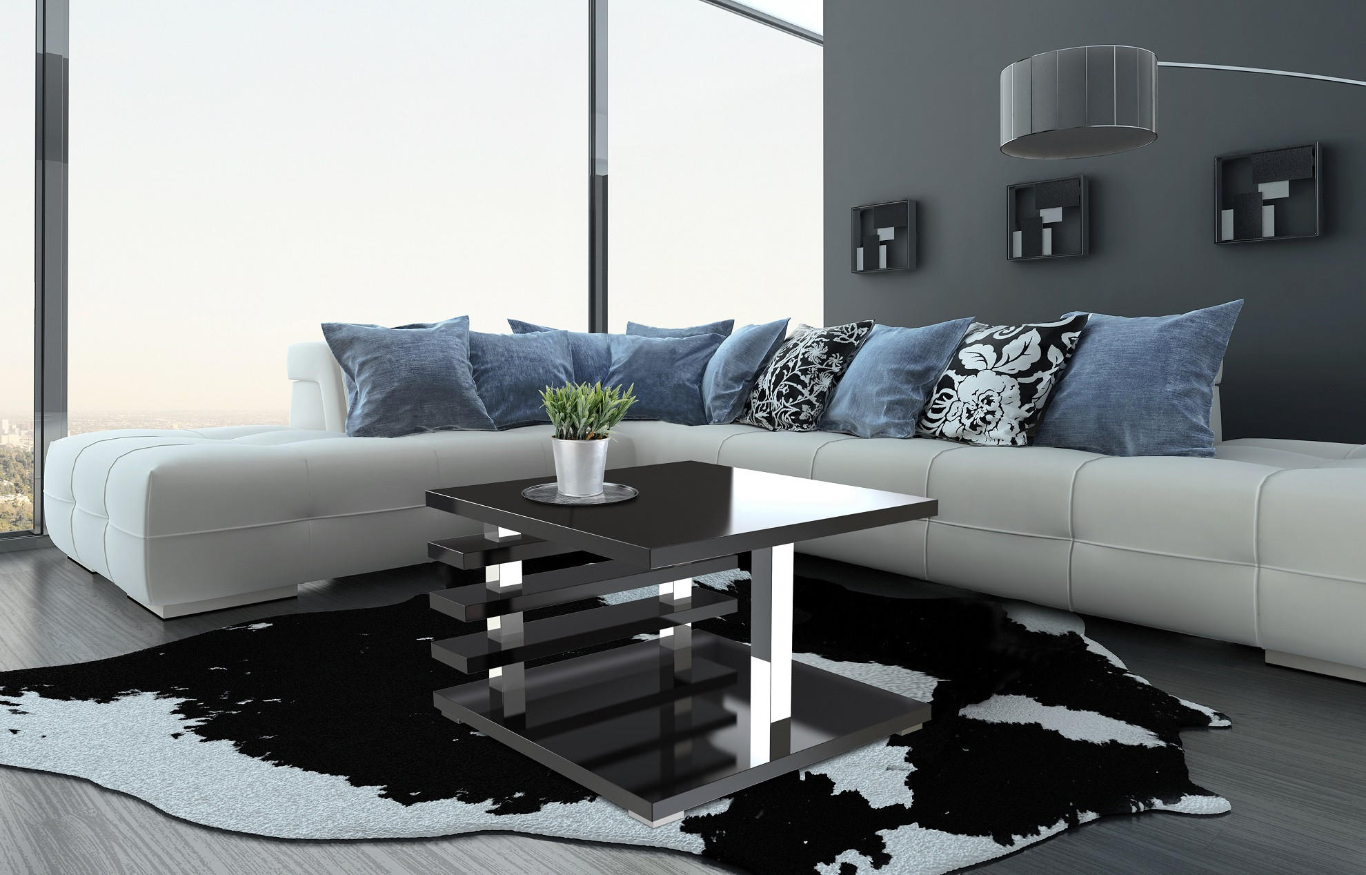 COUCHTISCH quadratisch Schwarz Hochglanz - Schwarz Hochglanz, Holzwerkstoff (60/60/40cm) - designimpex