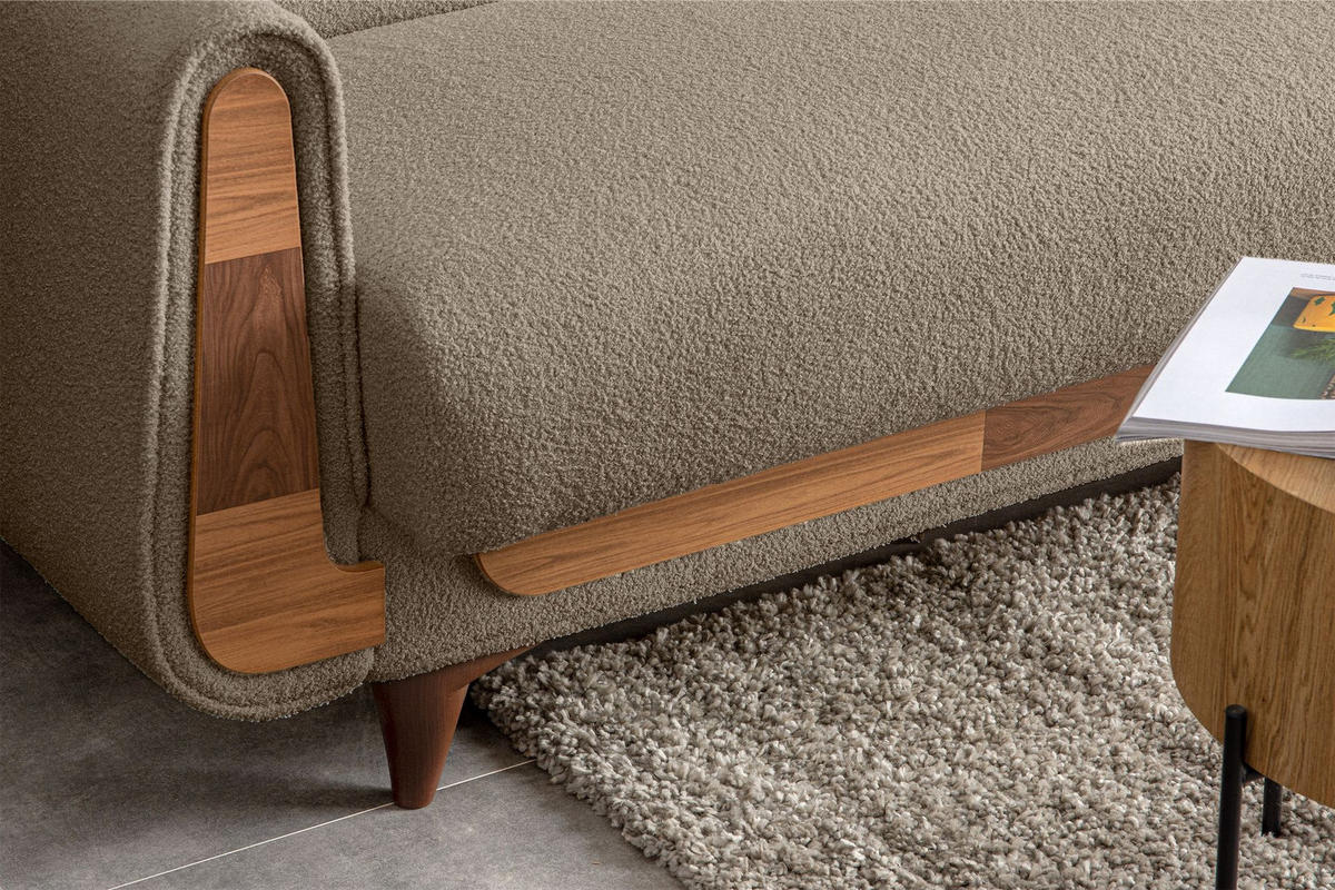 3-SITZER-SCHLAFSOFA GUSTAVO mit Armlehnen, braun - Braun, Holz/Holzwerkstoff (230/98/98cm) - KONSIMO®