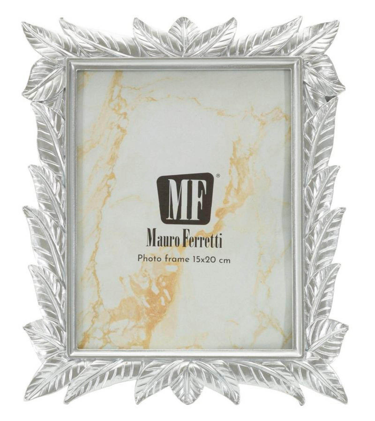 BILDERRAHMEN Leavy, Fotoformat 15 x 20 cm, silberfarben, Polyresin und Glas, Rahmen 21,2 x 1,7 x 26,8 cm - Silberfarben, Glas/Kunststoff (21.2/26.8/1.7cm) - Mauro Ferretti