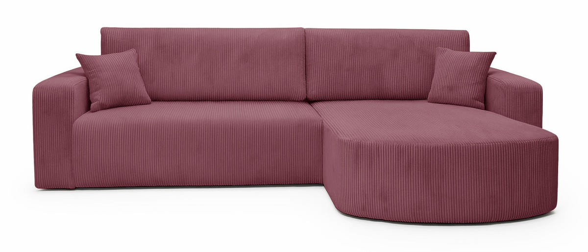 ECKSOFA TEEO Cord Dunkelrosa 170 cm L-Form beidseitig - Koralle/Dunkelrosa, Kunststoff/Textil (170/275cm) - Homebook