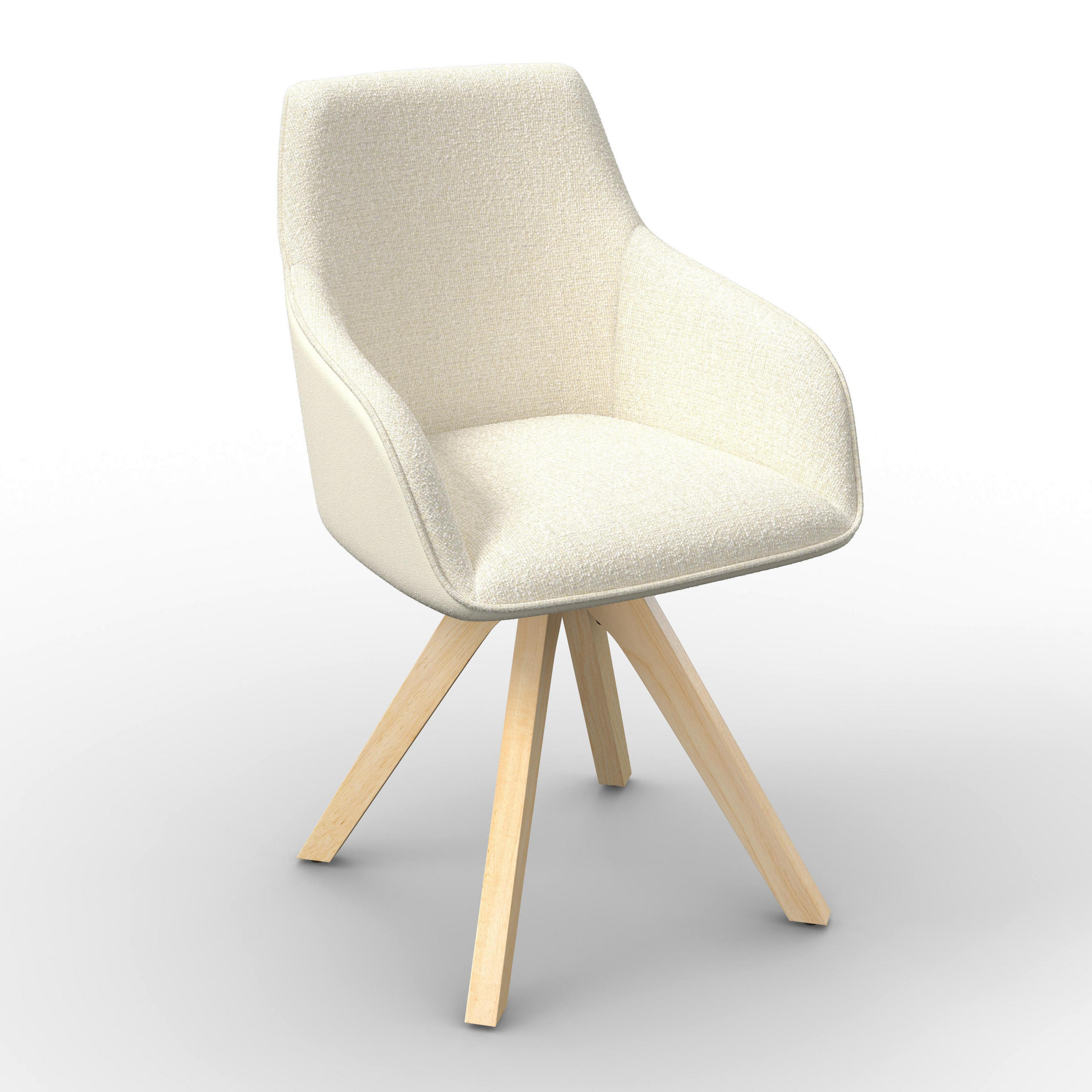 ARMLEHNSTUHL Serena Creme Chenille/Leinenoptik Drehbar - Creme, Holz (62/86/65cm) - Bessagi Home