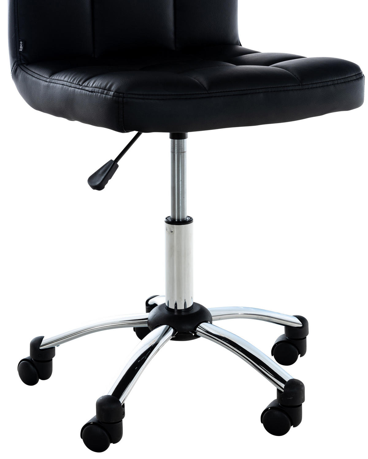 DREHSTUHL Lederlook schwarz - Chromfarben/Schwarz, Textil/Metall (44/90/37cm) - CLP