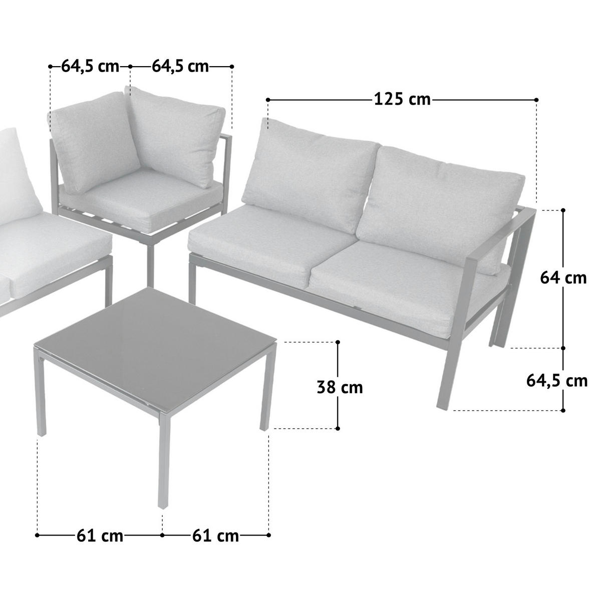 GARTENLOUNGE Missouri Schwarz / Grau - Schwarz/Grau, Metall - SVITA