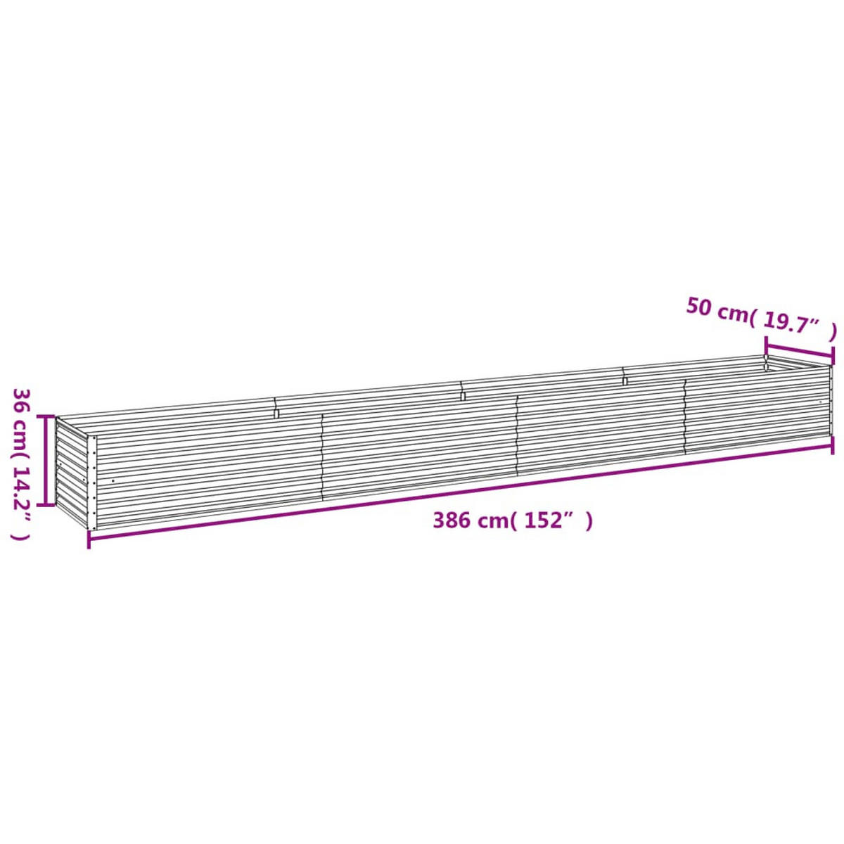 HOCHBEET aus Cortenstahl AKSEL 386x50x36 cm - Braun, Metall (386/36/50cm) - DELUKE