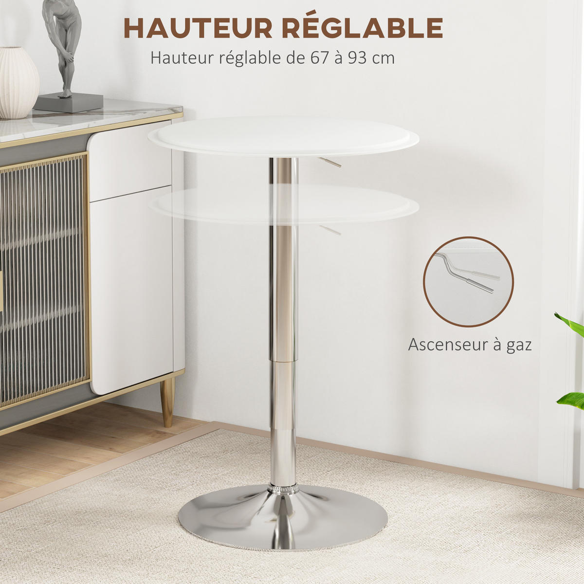 BARTISCH Weiß 1 Stück - Weiß, Metall (63/63/93cm) - GiPP