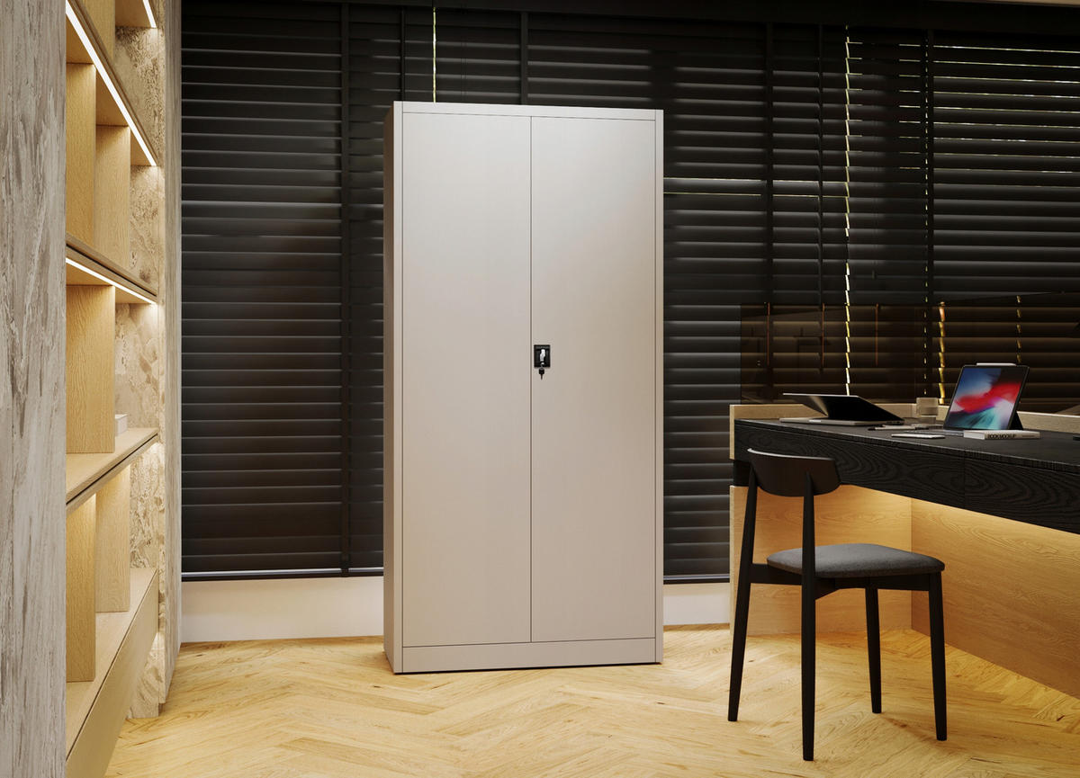 AKTENSCHRANK mit Geheimfach TOMASZ - Weiß, Metall (90/185/45cm) - Jan Nowak