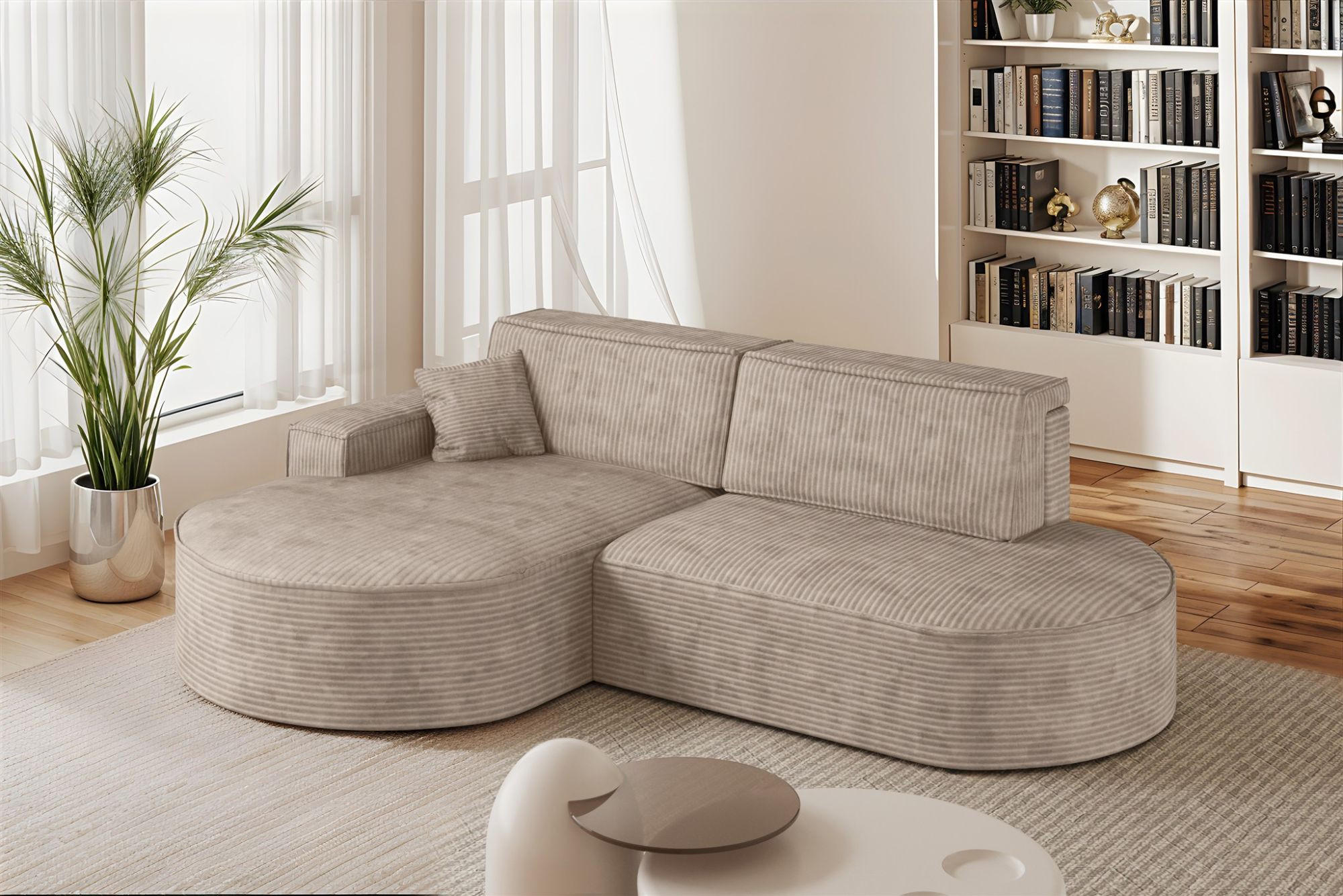 ECKSOFA Venedig Mit Schlaffunktion - Beige, Holzwerkstoff/Textil (278/179cm) - Fun Möbel