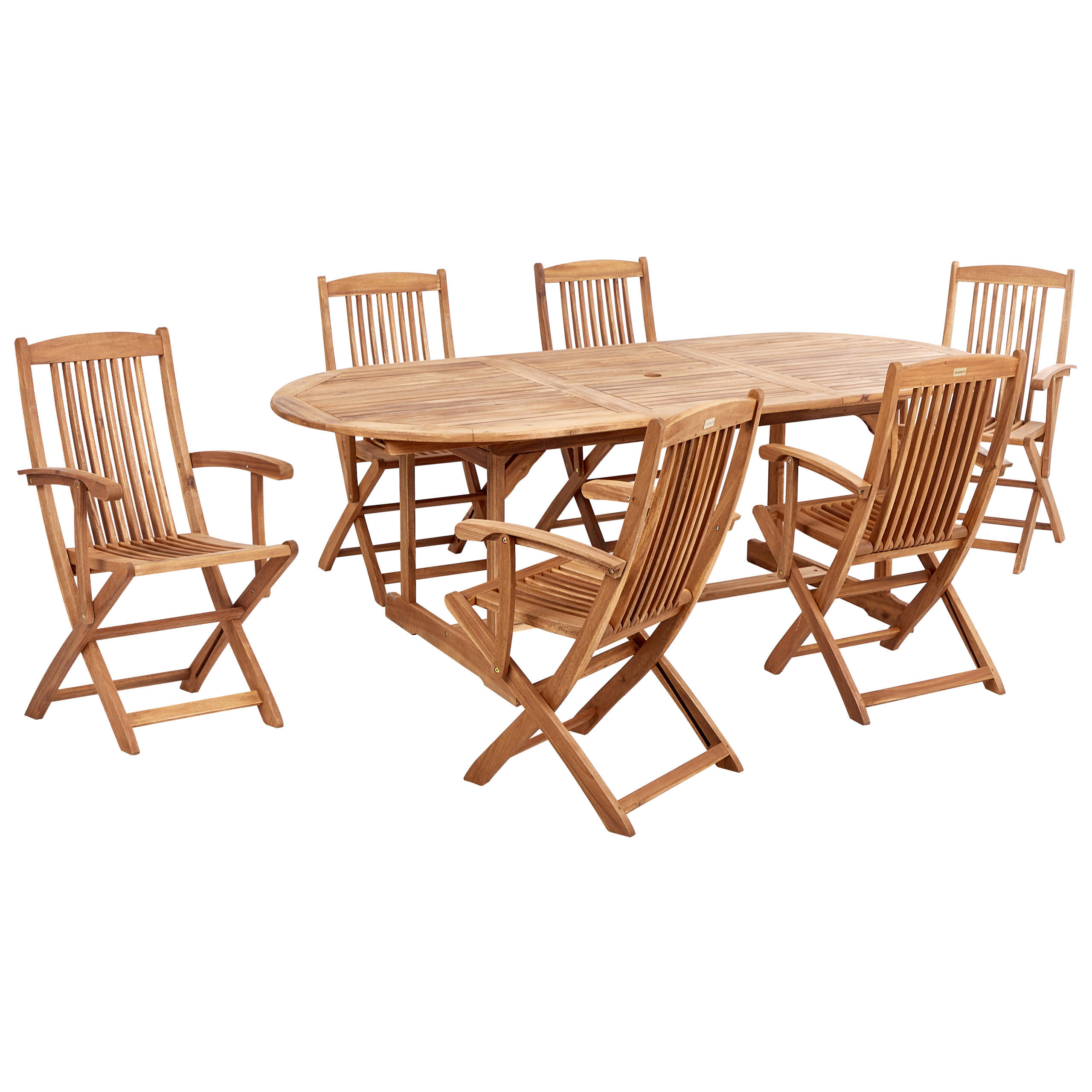 SET VRTNIH STOLOVA 6-sjed svijetli boja drva Maui II - svijetlo smeđa, drvo - Beliani