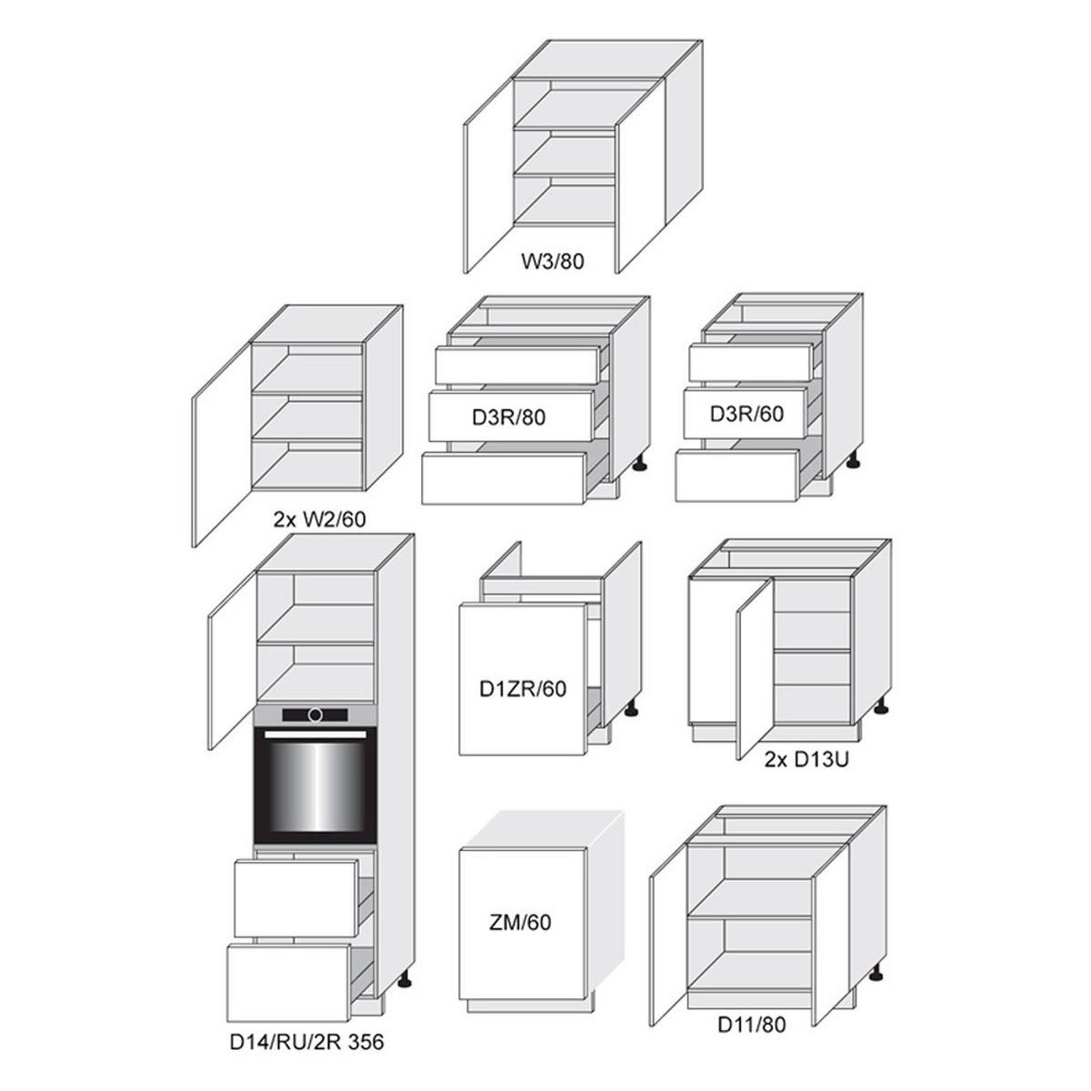 WINKELKÜCHE Essen grau / grau & weiß hochglanz 11-teilig - Weiß/Grau, Holzwerkstoff/Metall (320/207/290cm) - Feldmann-Wohnen