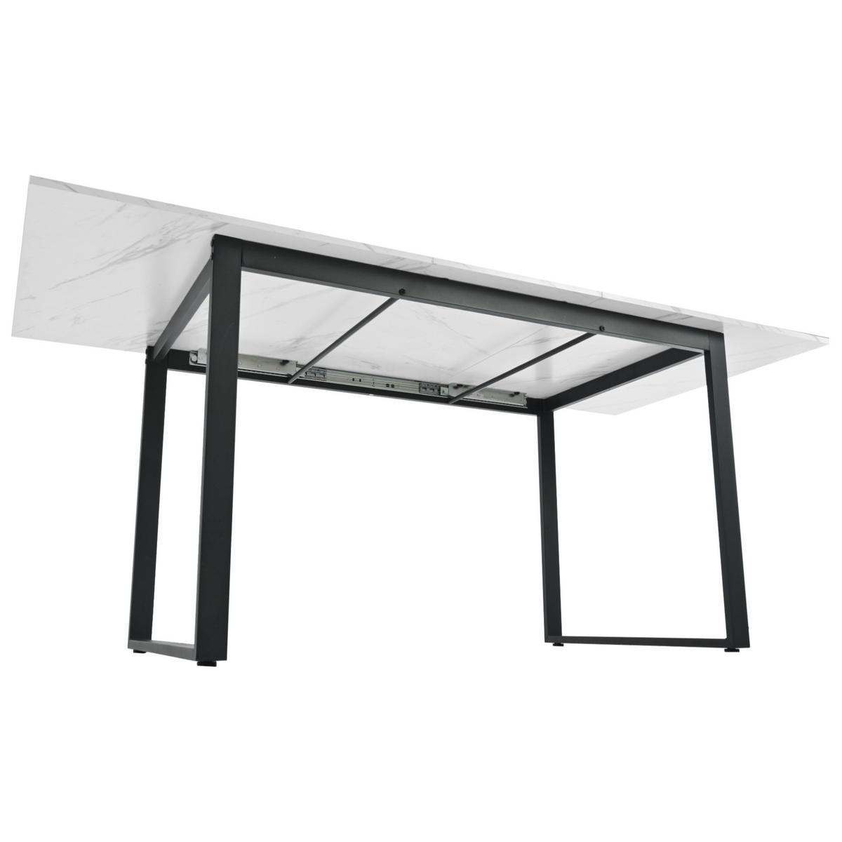 ESSTISCH aus MDF 140/180x80x75 cm Weiß mit Metallgestell, ausziehbar und mit Marmoroptik - Weiß, Holzwerkstoff (180/80/75cm) - Modfu