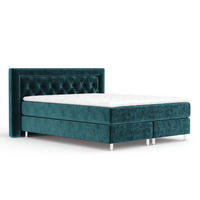 BOXSPRINGBETT Lavello Türkisfarben 140/200 cm mit Latex-Topper - Türkis/Silberfarben, Holz/Holzwerkstoff (140/200cm) - Maison de Reve