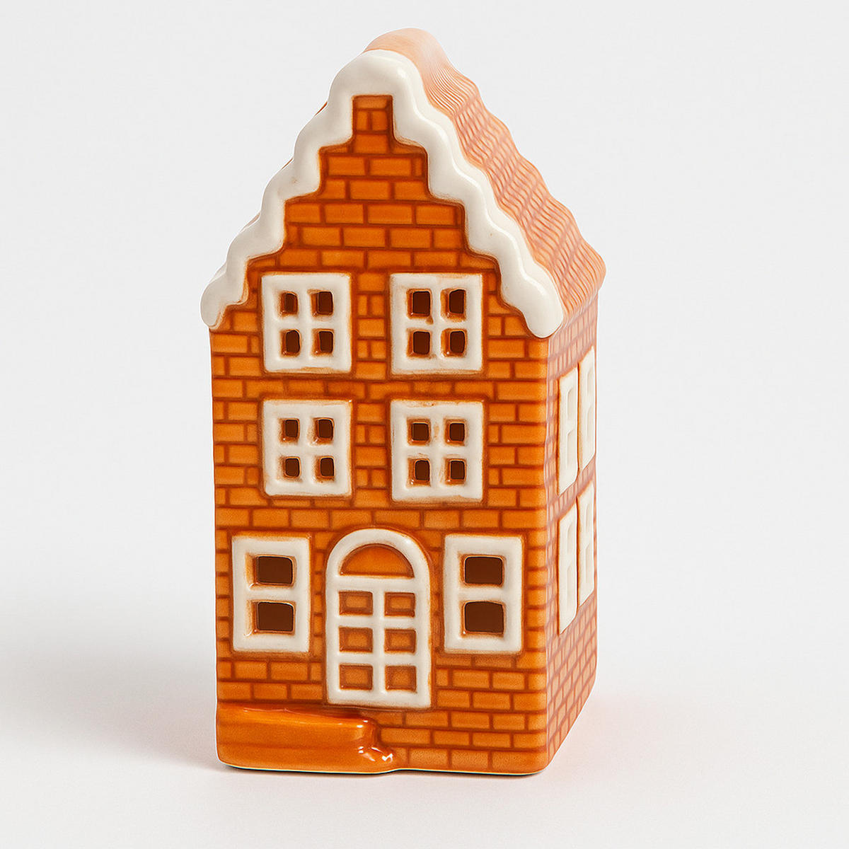 LED-LATERNENHAUS Hytte Orange 7,5x7,5x14,5 cm Keramik - Orange, Keramik (7.5/14.5/7.5cm) - Mondex