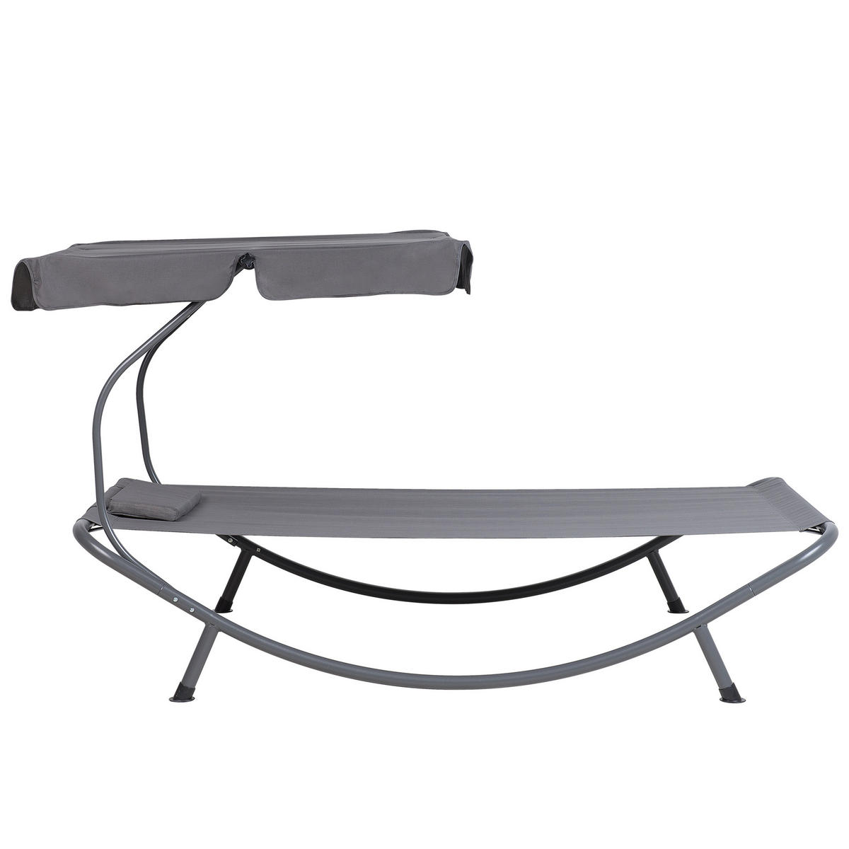 GARTENLIEGE mit Dach grau Terno - Grau, Metall (110/110/200cm) - Beliani