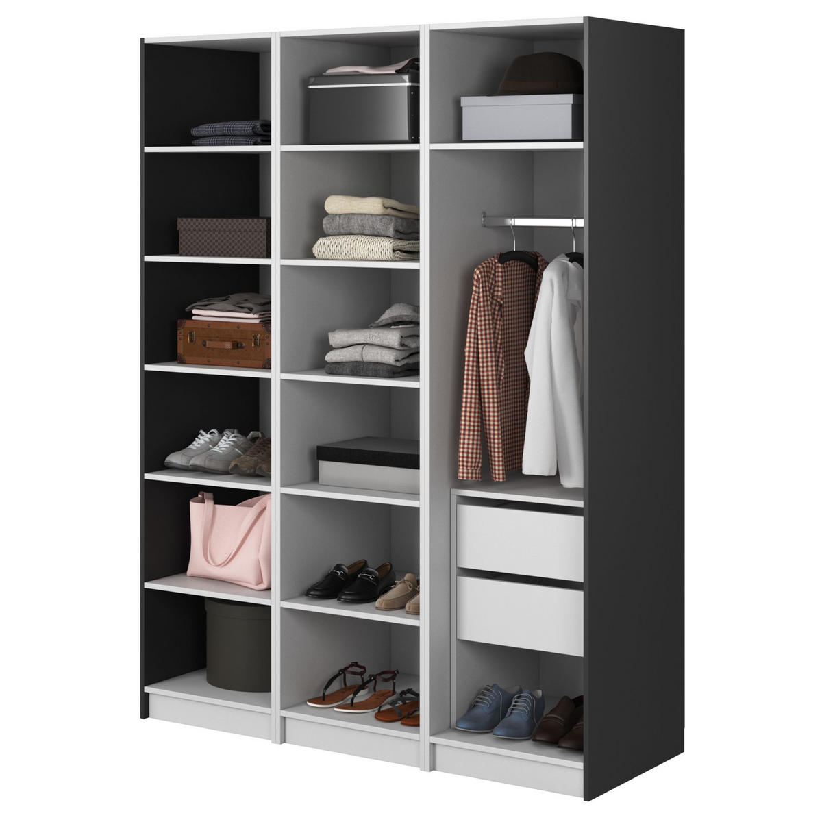KLEIDERSCHRANK Moonir Schwarz 150 cm - Goldfarben/Schwarz, Holzwerkstoff/Metall (150/200.5/57cm) - Selsey