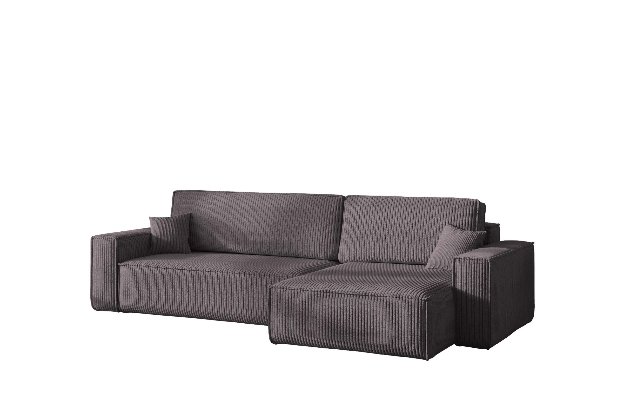 ECKSOFA Mit Schlaffunktion Und Bettkasten, Eckcouch BEST XL Stoff Poso Dicker Cord Dunkelgrau Rechts - Dunkelgrau/Schwarz, Holz/Kunststoff (274/142cm) - Kaiser Möbel