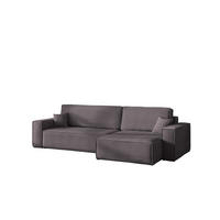 ECKSOFA Mit Schlaffunktion Und Bettkasten, Eckcouch BEST XL Stoff Poso Dicker Cord Dunkelgrau Rechts - Dunkelgrau/Schwarz, Holz/Kunststoff (274/142cm) - Kaiser Möbel