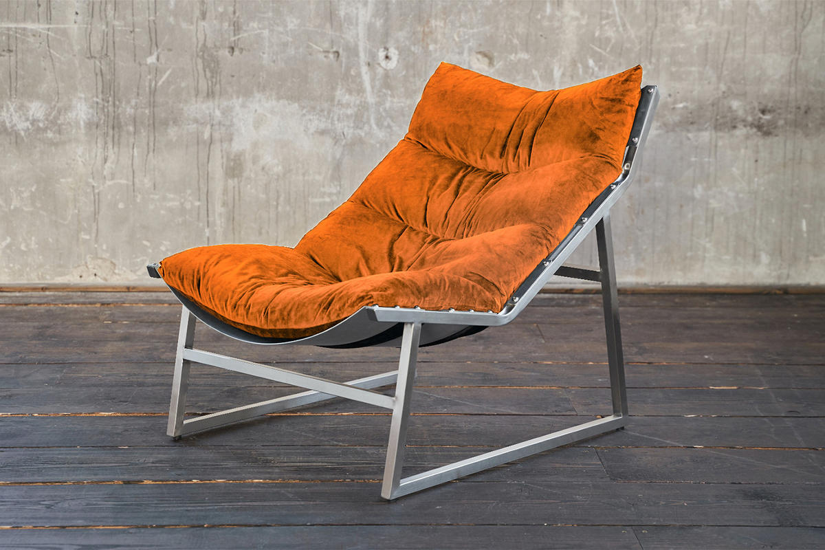 RELAXSESSEL SIRO Orange Webstoff - Silberfarben/Orange, Textil/Metall (70/78/125cm) - KAWOLA