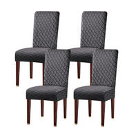 STUHLHUSSE Premium Wasserdicht Stretch Stuhlbezug Dunkelgrau 4 Stück - Dunkelgrau, Textil (45/45cm) - Kaket