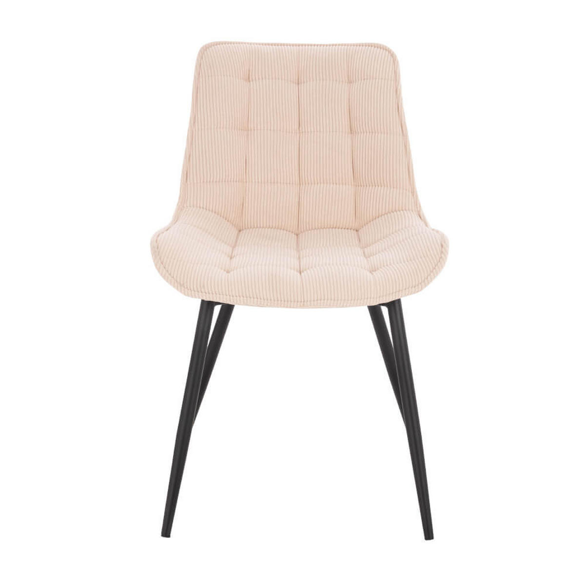 POLSTERSTUHL Esszimmer Cord IKALO – 2er Set Creme - Creme, Textil/Metall (61.5/79.8/50.5cm) - Home Deluxe