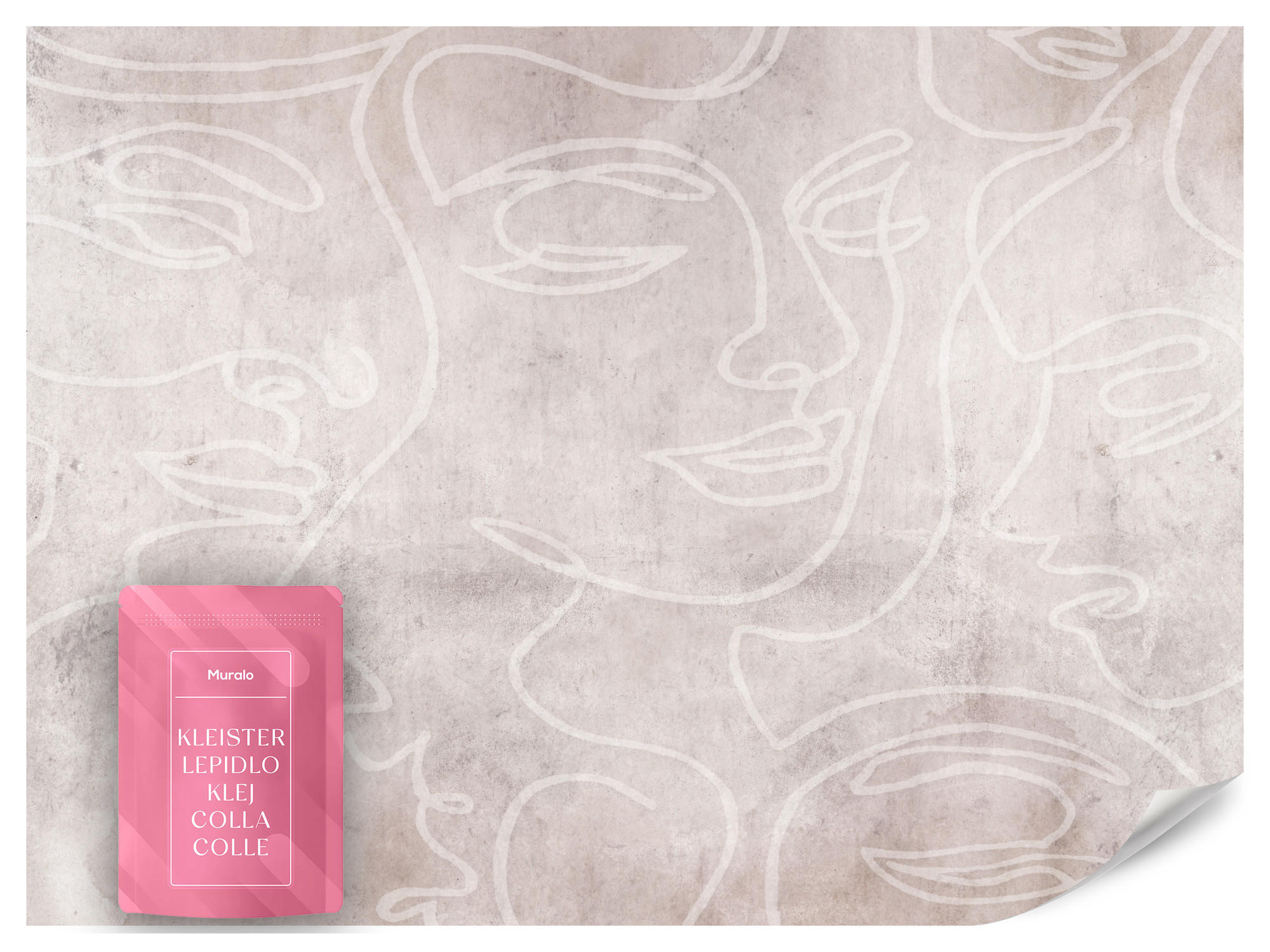 FOTOTAPETE für Schlafzimmer Abstrakte Gesichter Beton 500x350 - Beige/Braun, Papier (500/350cm) - Muralo