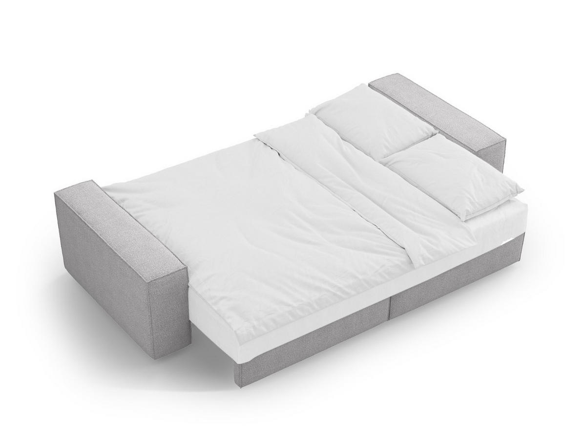 SOFA ausklappbar mit Bettkasten Jodie aus Boucle hellgrau 3 Sitzplätze - Hellgrau, Textil (107/86/247cm) - Micadoni