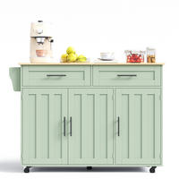 KÜCHENWAGEN mit Klappplatte 129 x 71 x 91,5 cm Antique Green - Grün, Holz (46/91.5/120cm) - Beauniv