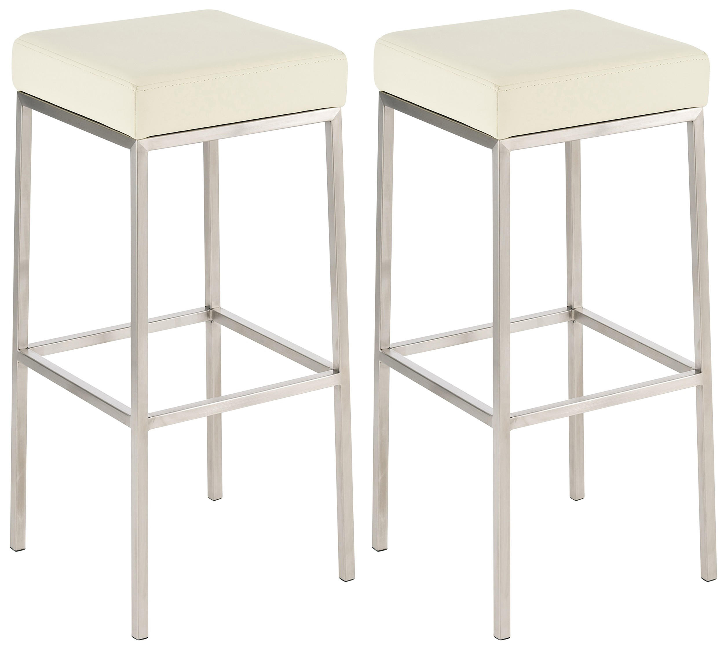 BARHOCKER Montreal 2er Set 37x37x85 cm creme - Creme, Leder (37/85/37cm) - furnicato