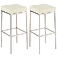 BARHOCKER Montreal 2er Set 37x37x85 cm creme - Creme, Leder (37/85/37cm) - furnicato