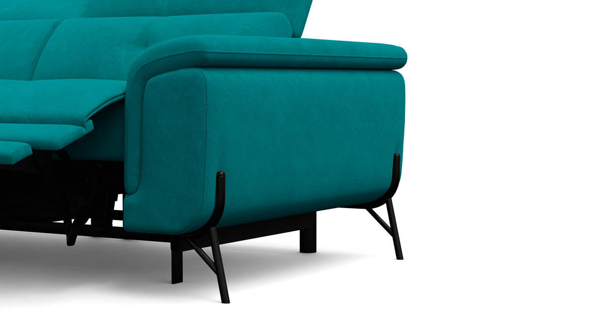 SOFA RELAX AVENA 3-Sitzer, dunkelgrüner Veloursstoff - Dunkelgrün/Schwarz, Holz/Textil (204/80/108cm) - Wozimo