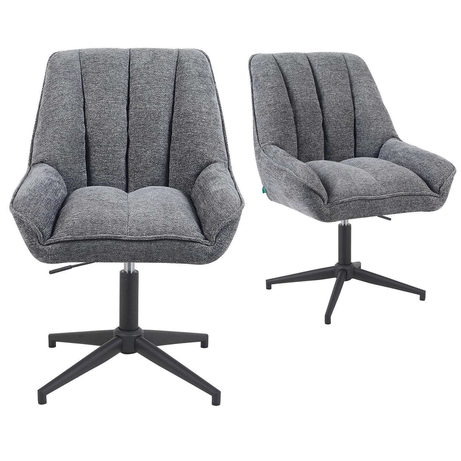 BÜROSTUHL Mika-Yara - Schwarz/Grau, Textil/Metall (60/85/68cm) - DUBI Möbel