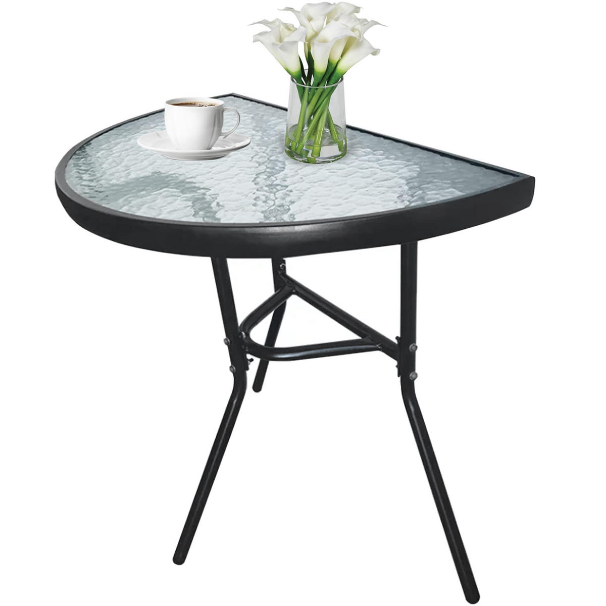 GARTENTISCH halbrund 70cm - Transparent, Metall (70/40/70cm) - Mat-Haus
