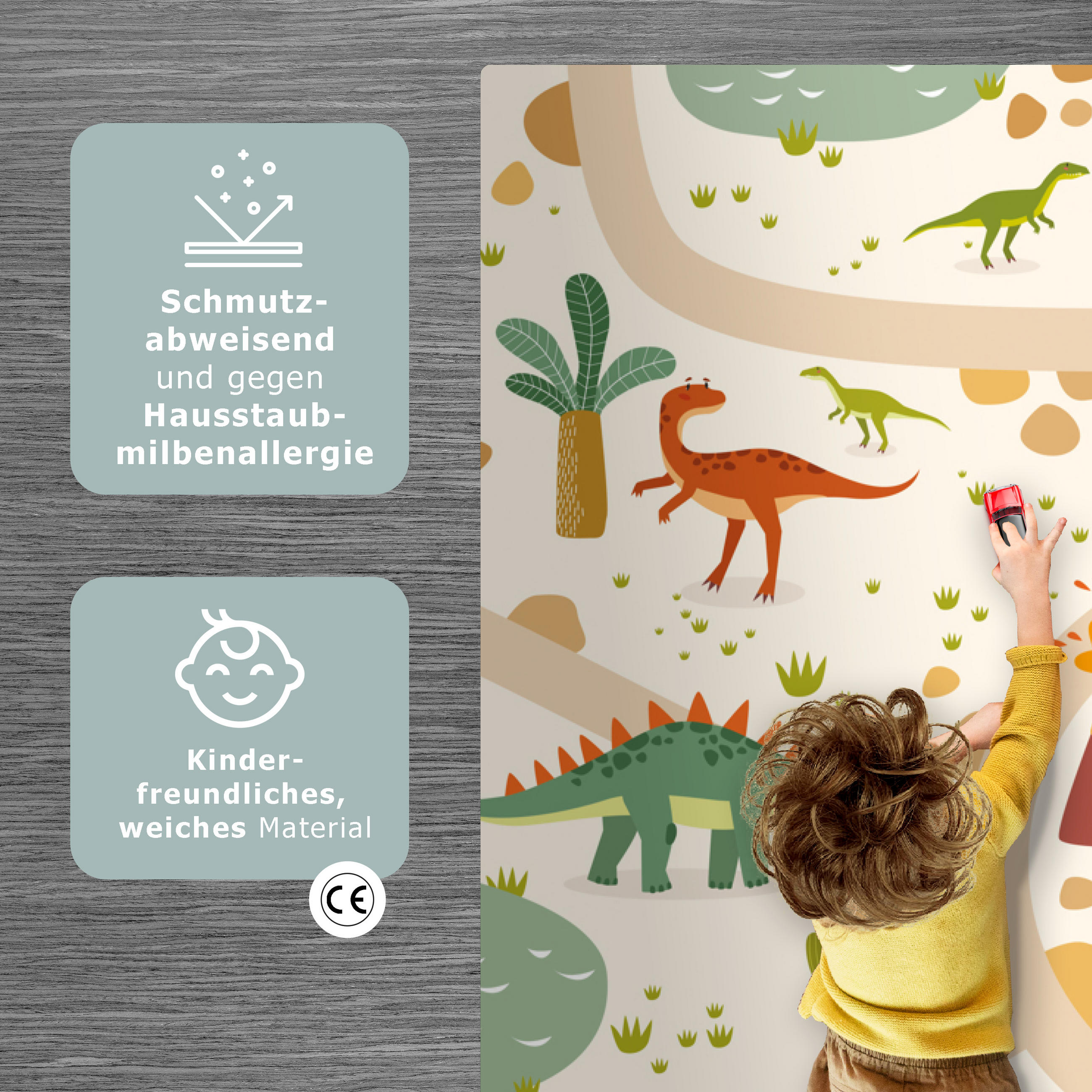 KINDERTEPPICH Dino - Grün - Natur - Kinder - Design 120x180 cm - Multicolor, Kunststoff (120/180cm) - MuchoWow