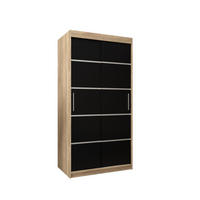 SCHWEBETÜRENSCHRANK 200/100/62 2-türig - Silberfarben/Schwarz, Holz/Kunststoff (100/200/62cm) - MÖBEL KRYSPOL