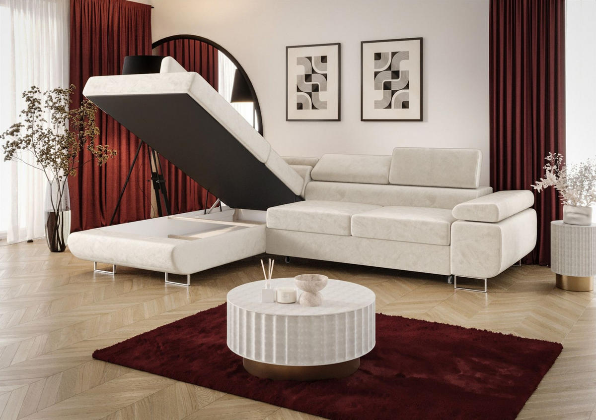 ECKSOFA Monaro Mit Schlaffunktion - Blaugrau, Holzwerkstoff/Textil (275/202cm) - Fun Möbel