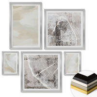 WANDBILDER 5er Set - 50x50 cm & 20x30 cm & 40x60 cm Silberner Rahmen - Minimalismus der Farbstruktur - Silberfarben, Kunststoff (40/60cm) - ArtPrintCave