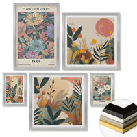 WANDBILDER 5er Set - 50x50 cm & 20x30 cm & 40x60 cm Silberner Rahmen - Blumenposter Weinstadt - Silberfarben, Kunststoff (40/60cm) - ArtPrintCave
