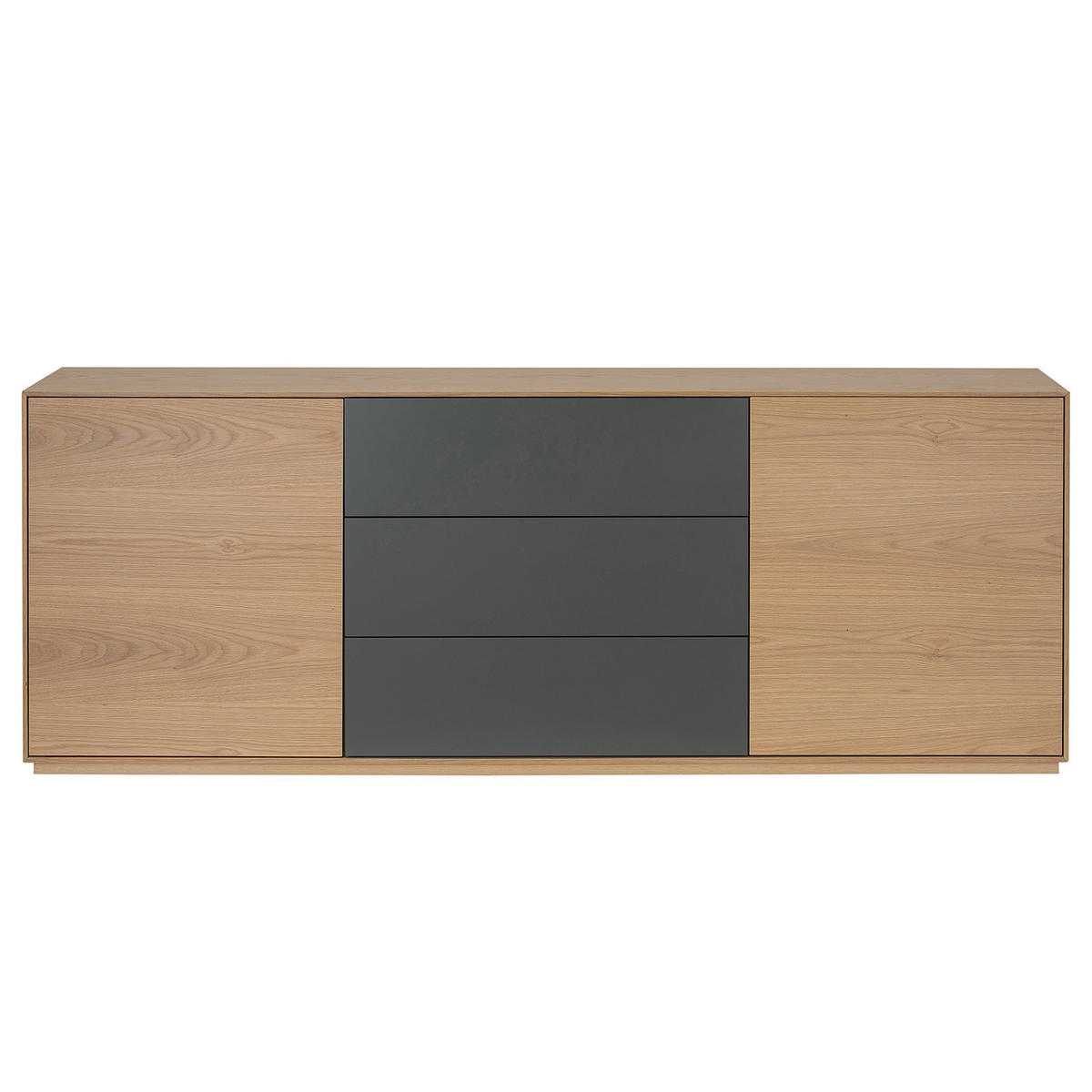 SIDEBOARD - Eiche / Dunkelgrau - Eichefarben/Dunkelgrau, Holzwerkstoff (200/75/45cm) - home24