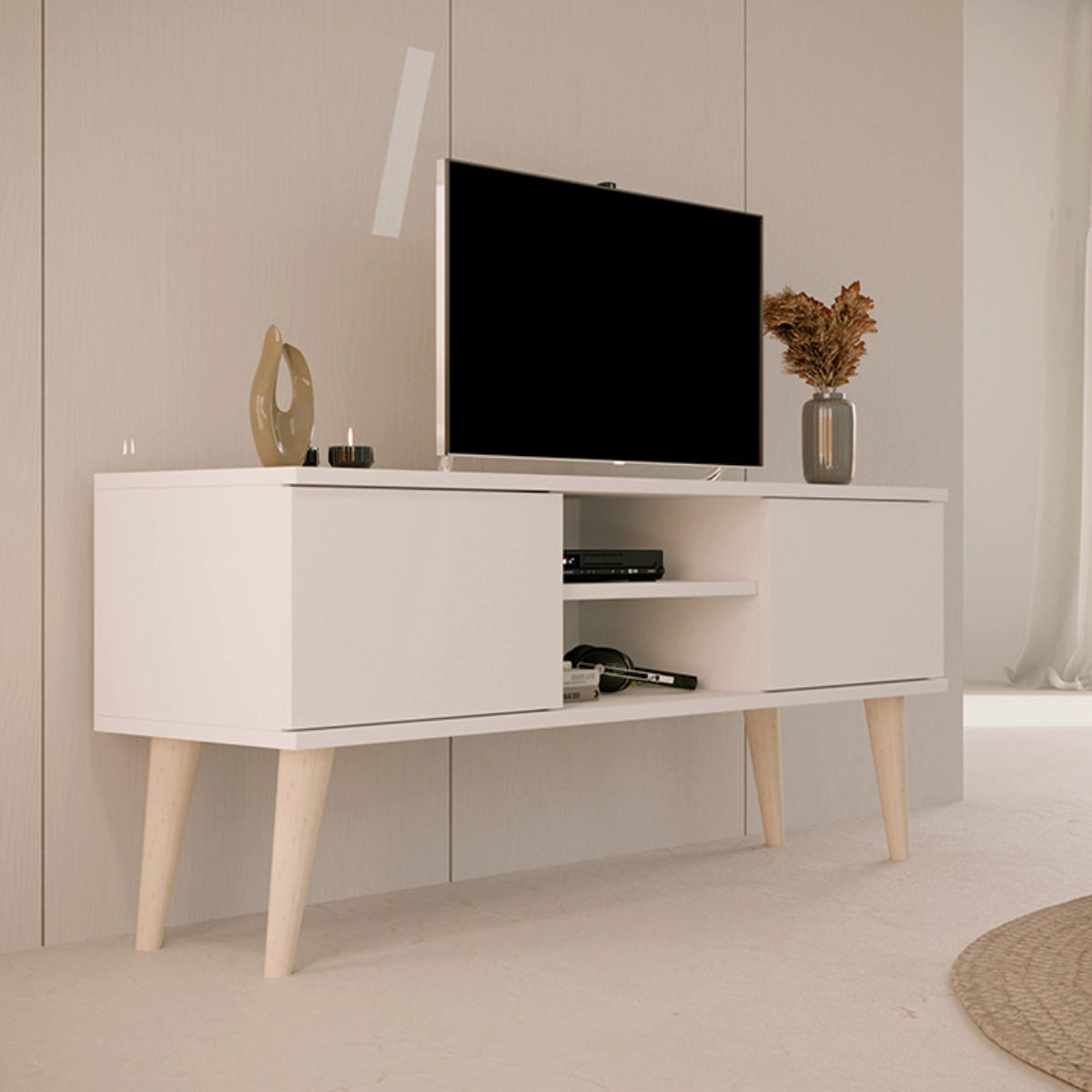 TV STOLÍK Toronto Biela - biela, kompozitné drevo (120/35/55cm) - Petits-meubles
