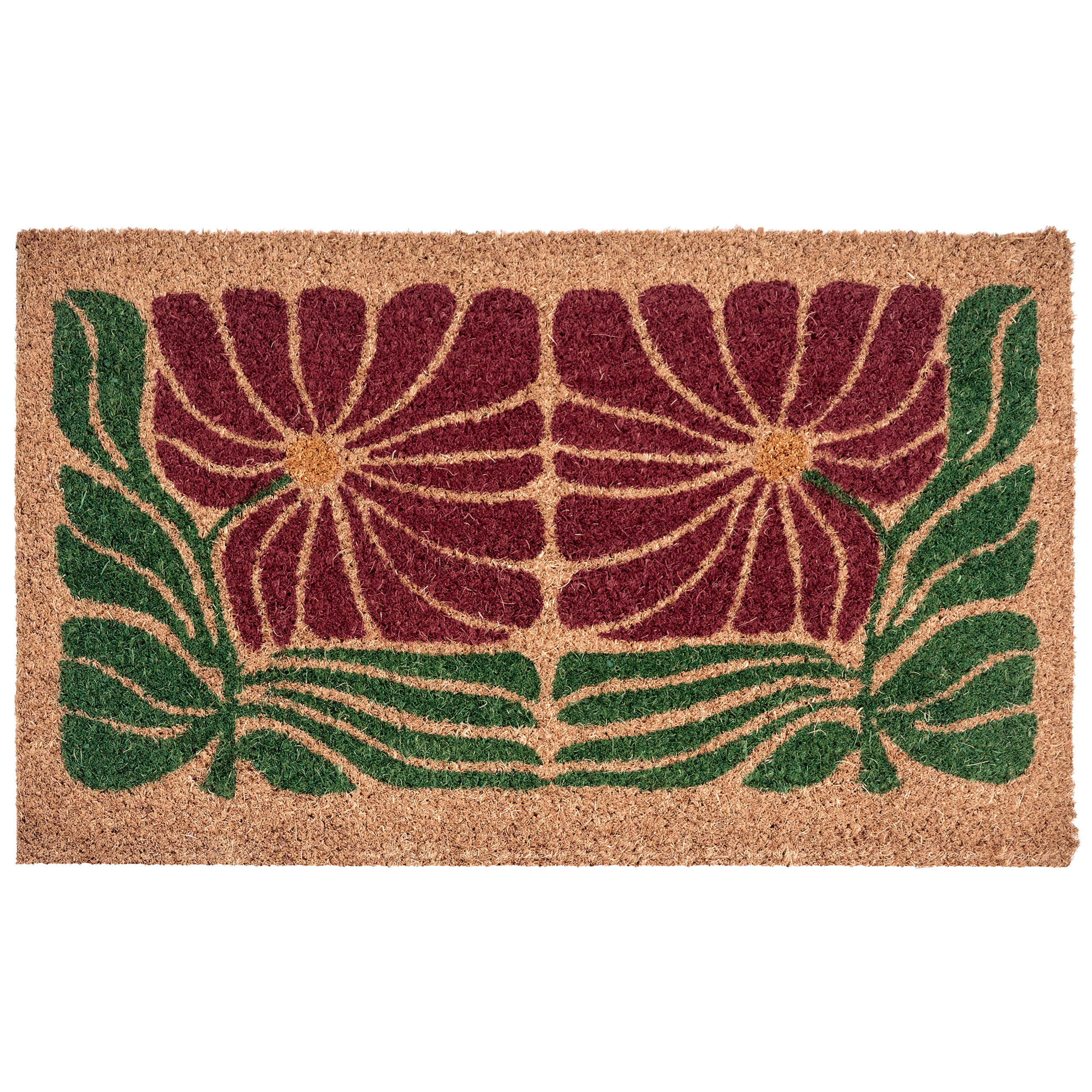 FUSSMATTE Bunt 45/75 cm Blume Kokosfasern Tanalian - Multicolor, Textil (45/75cm) - Beliani