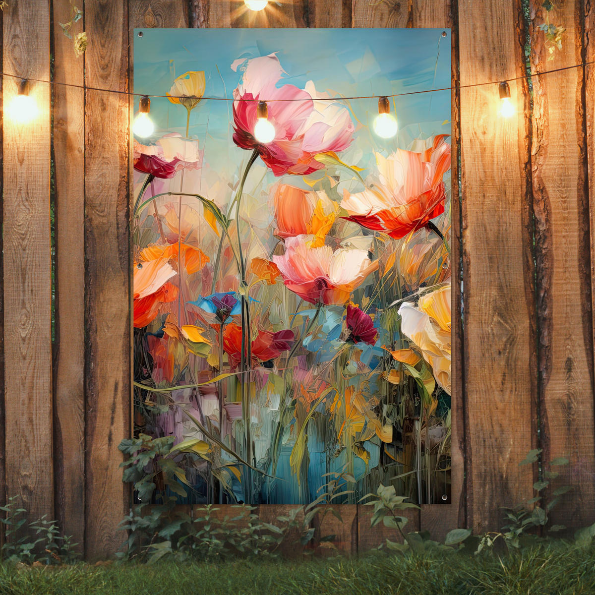 ZAHRADNÍ PLAKÁT Květiny - Akvarel - Umění - Botanické - Příroda 120x180 cm - pomerančová, plast (120/180/0.2cm) - OnlyWow