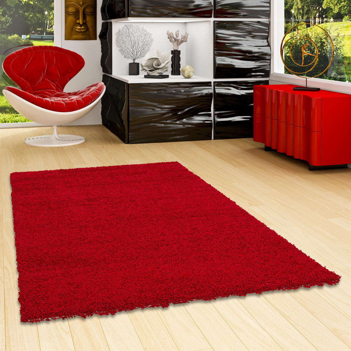 HOCHFLOR LANGFLOR TEPPICH ALOHA - Rot, Textil (60/110cm) - Pergamon