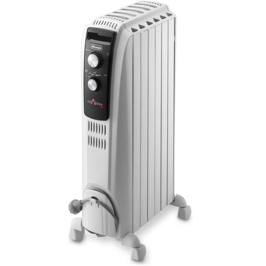 ÖLRADIATOR DRAGON- 1500W, Elektrische Heizung, Heizkörper, Heizgerät, mobile Elektroheizung, Elektroheizkörper, Elektro Konvektor, Heizlüfter - Schwarz/Weiß, Keramik/Kunststoff (28/63/14cm) - De'Longhi