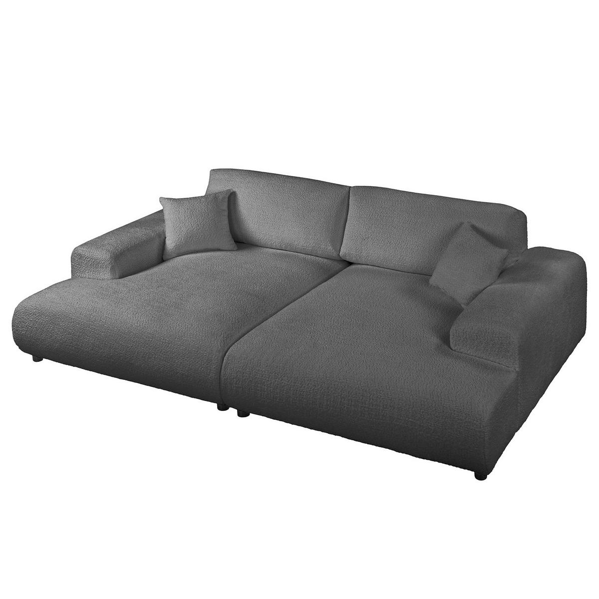 BIGSOFA - Silberfarben/Schwarz, Kunststoff/Textil (237/79/144cm) - home24